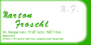 marton froschl business card